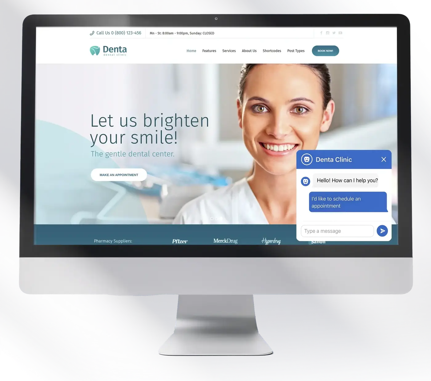 Chatbot Clara integrado en la web Denta Clinic agendando citas dentales